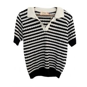 NEW EXQUISE women's virginia top in navy/white